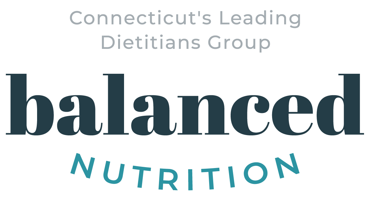 balanced nutrition navy and teal logo, connecticut's leading dietitians group
